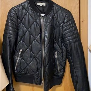 Sandro quilted leather moto jacket